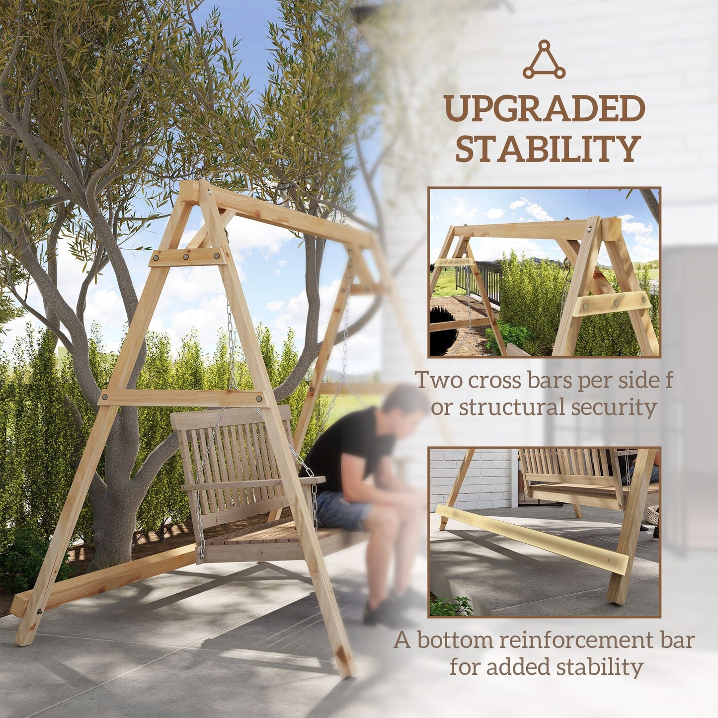 770lbs Porch Swing Frame, Heavy Duty A-Frame Hanging Chair Stand Only with Reinforced Bars for Porch, Garden, Backyard New Era Fashion LLc