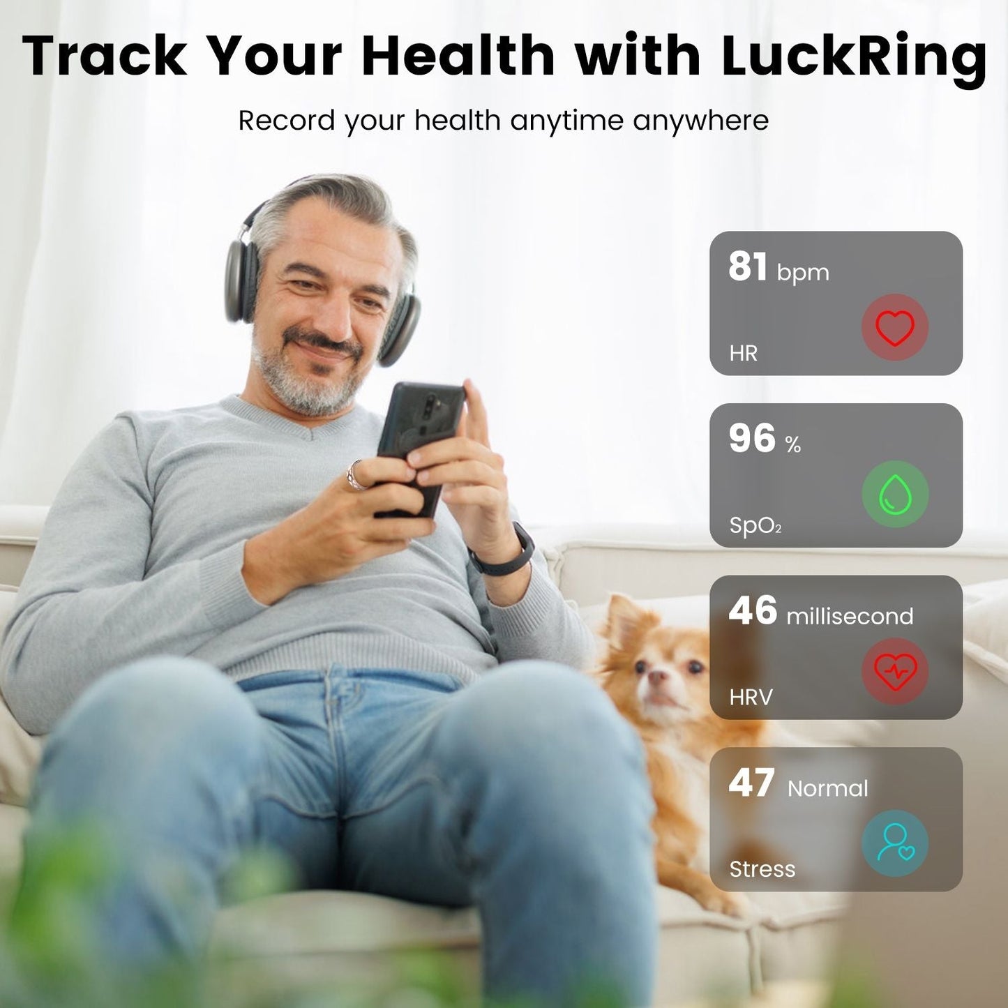 Size7/8/9/10 Options -- 1Pc Smart Ring Health Tracker Fitness/Sleep/Stress/HRV Tracker with Charging Case Magnetic Charging Cable for Women & Men Compatible with iOS & Android 7-Day Battery Life New Era Fashion LLc