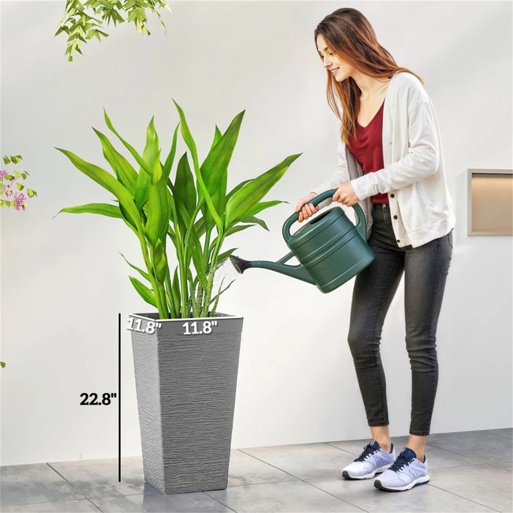 A set of 3 outdoor flower pots, conical flower pots, gray, very suitable for deep rooted plants or small trees New Era Fashion LLc