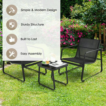 3 Pieces Patio Bistro Furniture Set with Glass Top Table Garden Deck New Era Fashion LLc