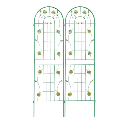 2 Pack 71" x 19.7" Metal Garden Trellis Rustproof Trellis for Climbing Plants Outdoor Flower Support Wrought Iron Ivy Vine Cucumbers Decorative(Green) New Era Fashion LLc
