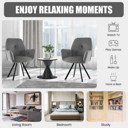 Set of 2 Swivel Accent Arm Chairs with Metal Legs and Wide Back New Era Fashion LLc