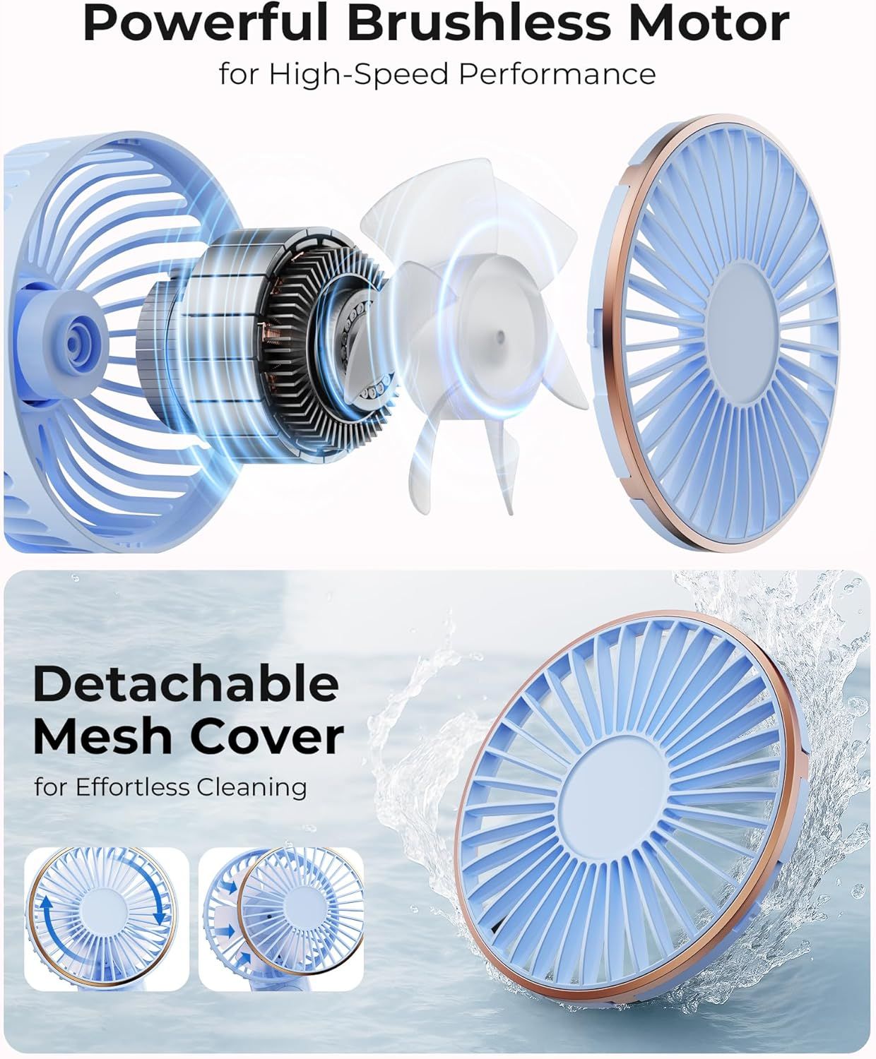 Portable Handheld Fan, Portable Fan Rechargeable, 4000mAh, 180° Adjustable, 6 Speed Wind, Display Electricity in Real Time, USB Rechargeable Foldable F an, Quiet Personal Fan as Power Bank New Era Fashion LLc