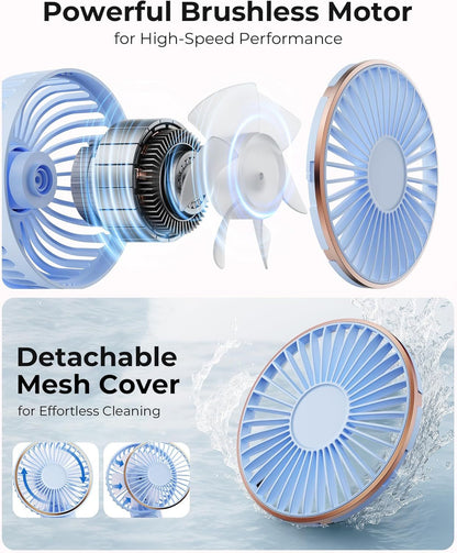 Portable Handheld Fan, Portable Fan Rechargeable, 4000mAh, 180° Adjustable, 6 Speed Wind, Display Electricity in Real Time, USB Rechargeable Foldable F an, Quiet Personal Fan as Power Bank New Era Fashion LLc