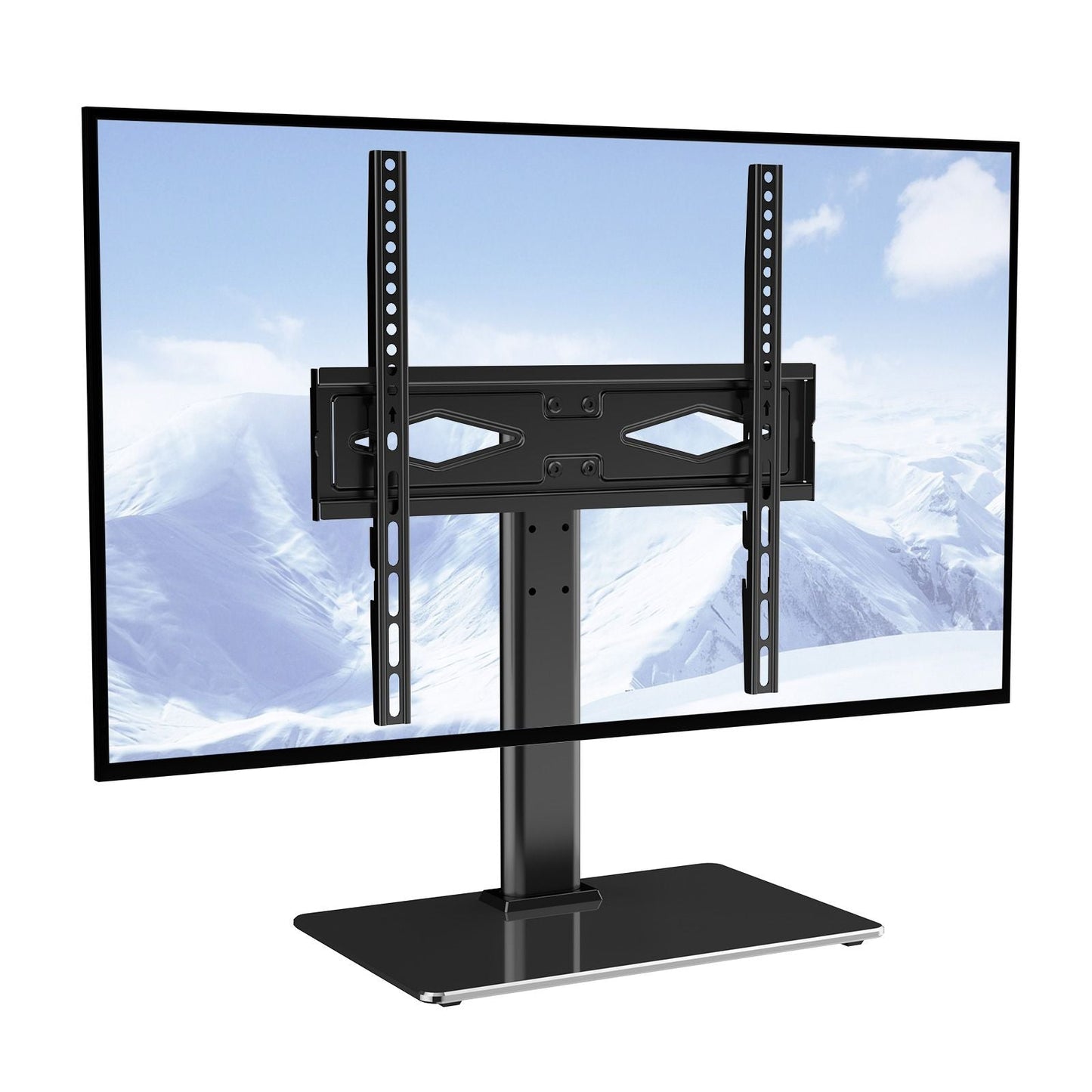 TV Stand Mount, Swivel Universal TV Stand for 32 to 55 inch TVs, Height Adjustable Portable Floor TV Stand with Tempered Glass Base for Bedroom, Living Room New Era Fashion LLc