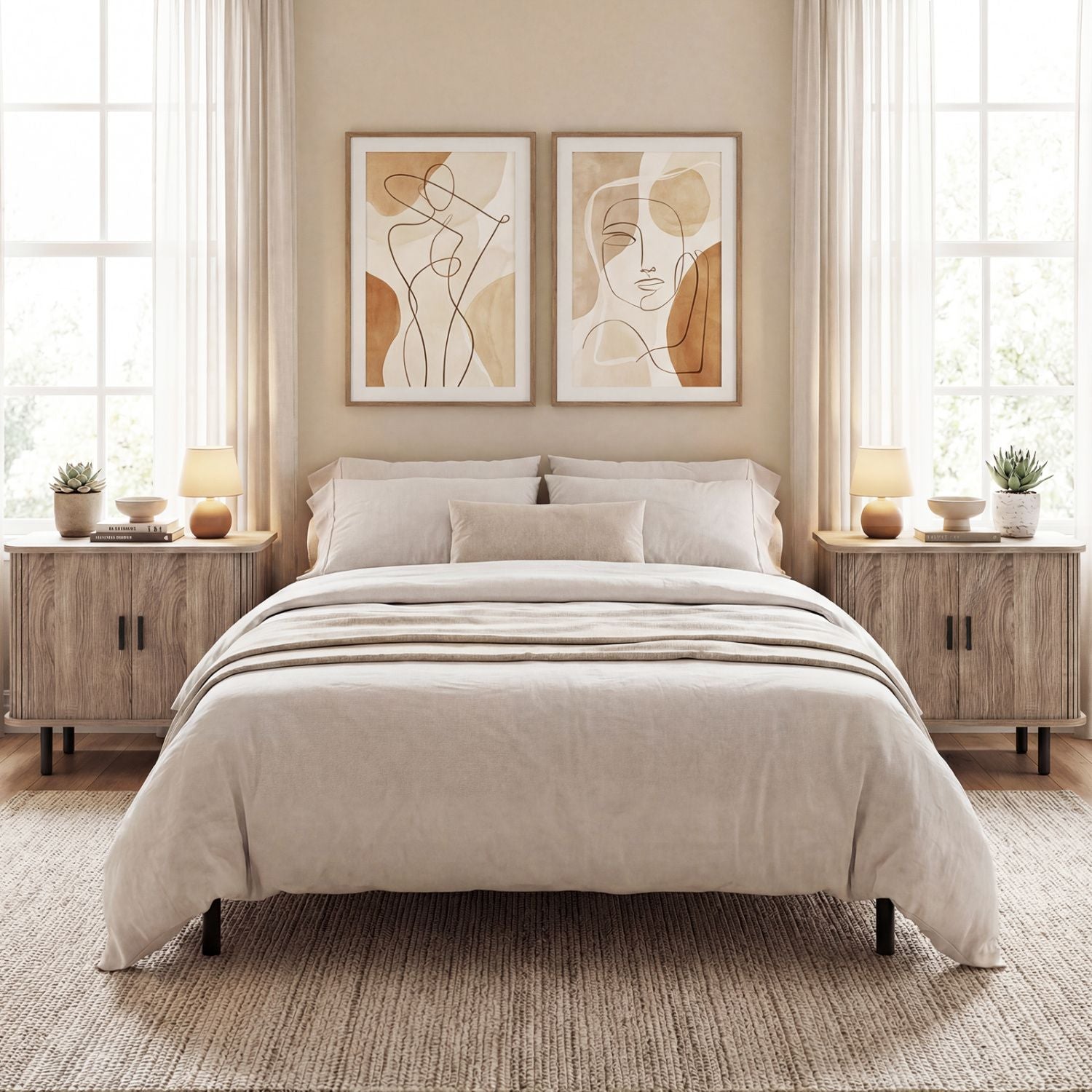 End Table Modern Mid Century Nightstand with Sliding Tambour Doors and Storage Shelf New Era Fashion LLc