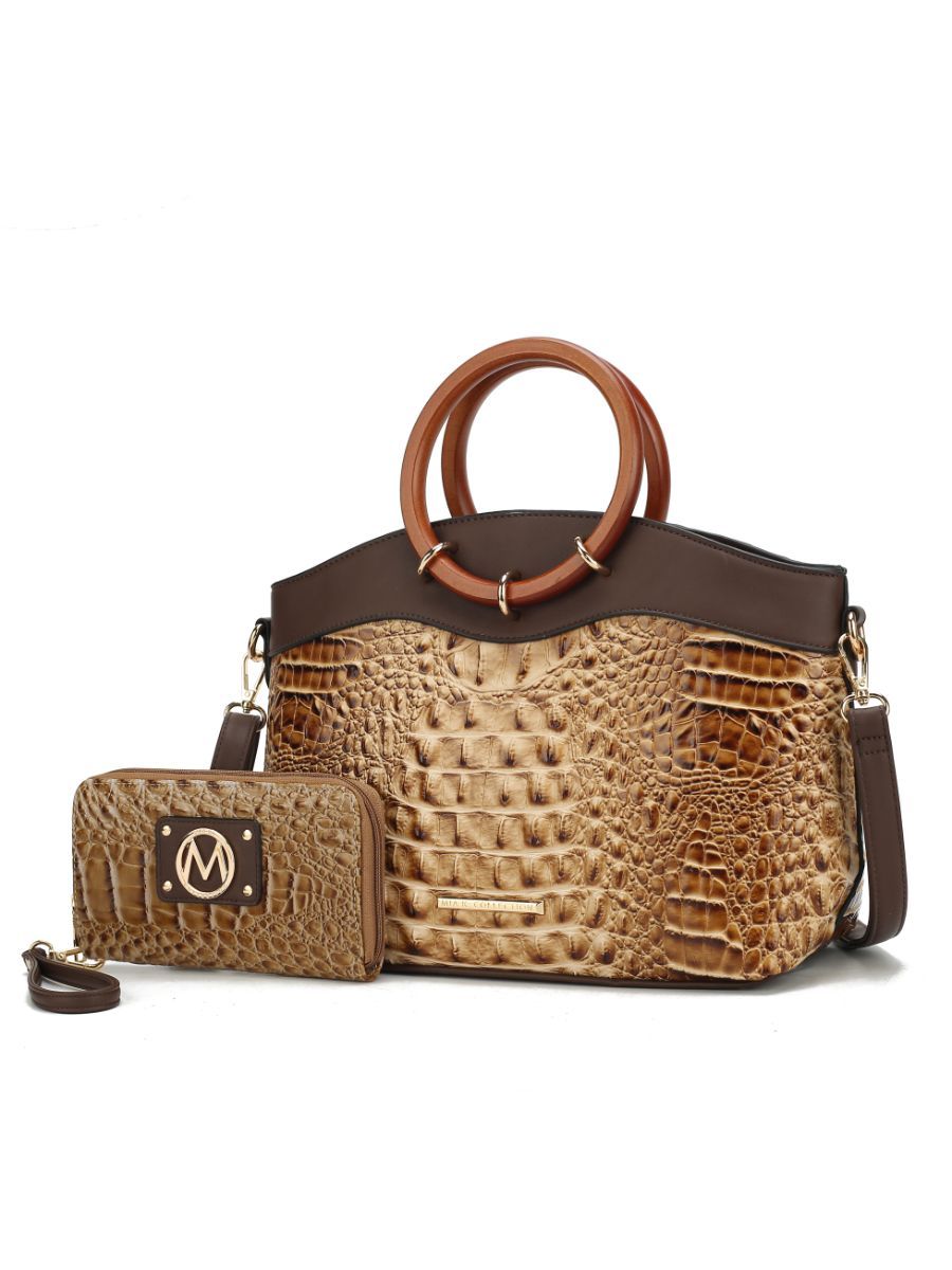 MKF Collection Phoebe Faux Crocodile Embossed Vegan Leather Women Tote with Wristlet Wallet Bag by Mia k New Era Fashion LLc