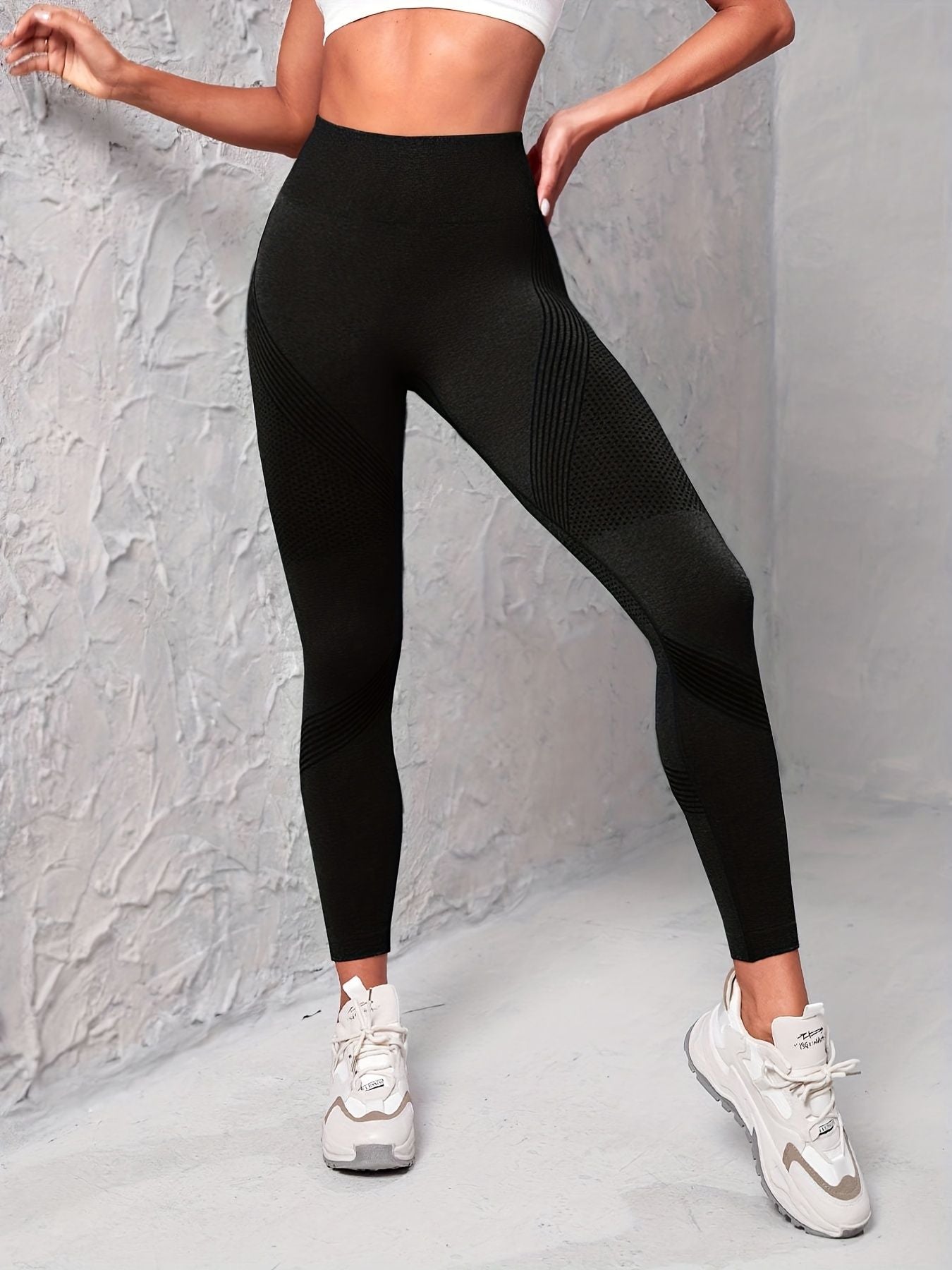 3pcs Seamless Striped Yoga Leggings For Women, High Stretch Slim Fitted Workout Gym Sports Pants, Women's Activewear New Era Fashion LLc