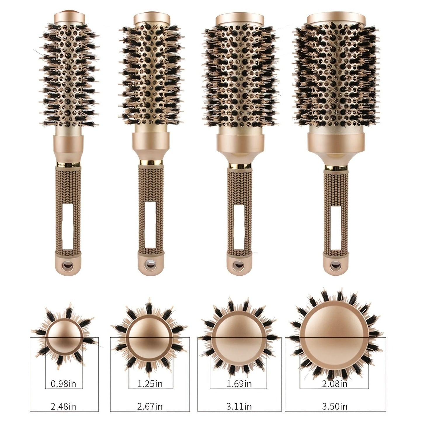 Round Brush For Blow Drying; Nano Thermal Ceramic & Ionic Tech Hair Brush With Boar Bristles; Professional Round Barrel Brush For Styling; Curling And Straightening New Era Fashion LLc