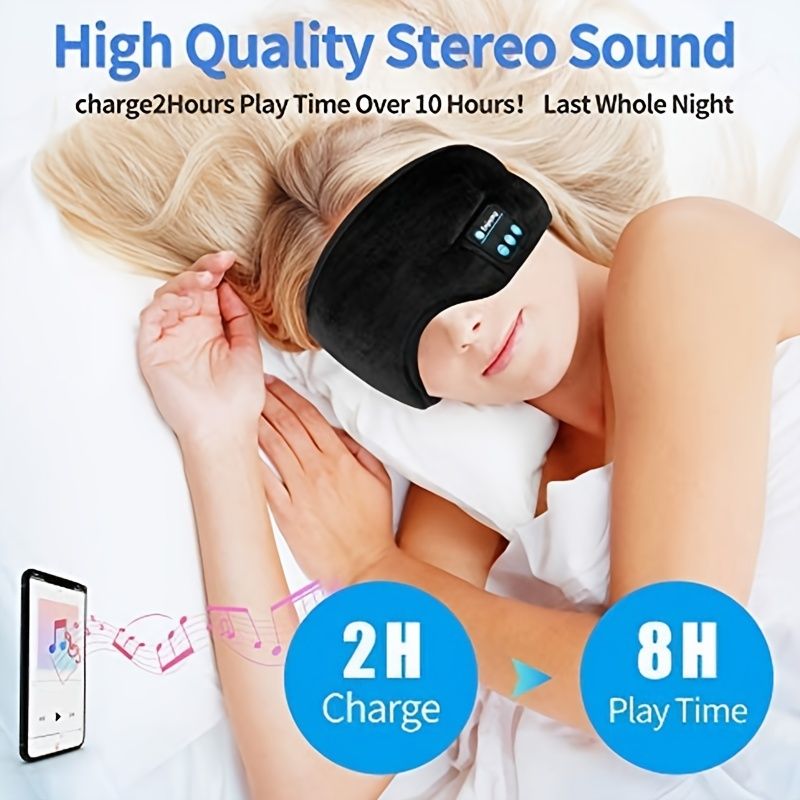 Sleep Mask; WirelessSleeping Headphones Music Earbud EyeMask For Side Sleepers Men; Women Girl Ultra Soft Thin Speakers Cool New Era Fashion LLc