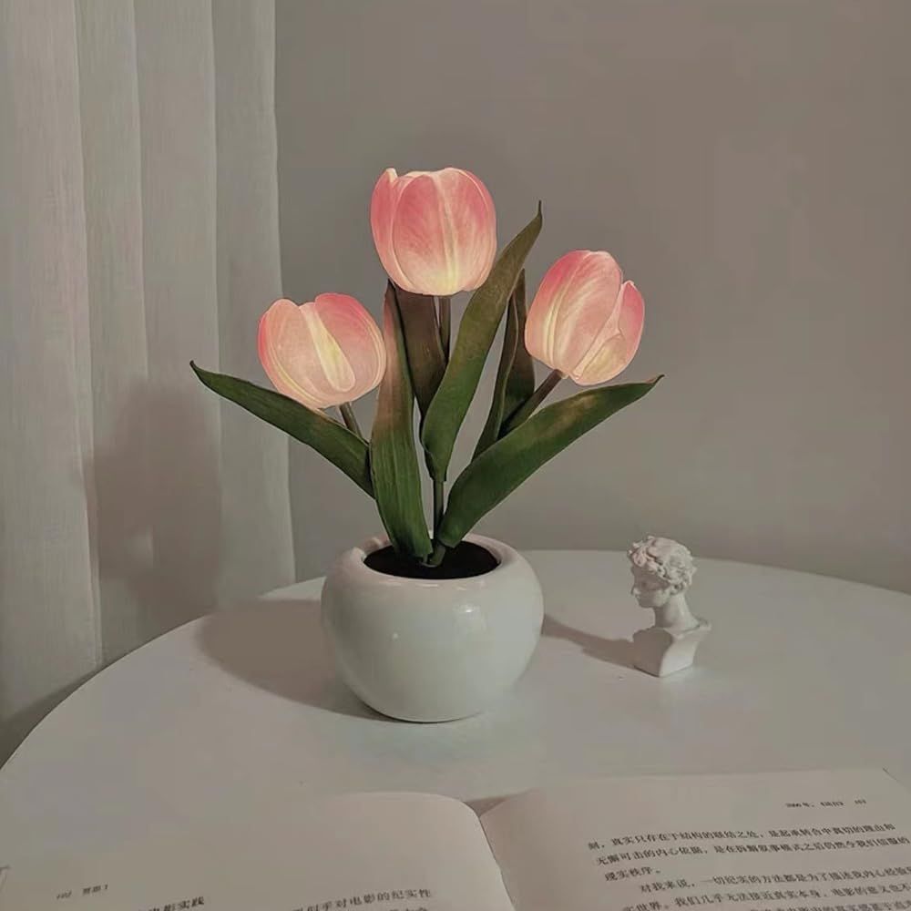 Tulip Lamp - LED Replica Tulip Table Lamp with Flower Vase for Desktop Decoration. Suitable for home, living room, desktop decoration, holiday gifts, atmosphere decoration lamps. Powered by USB New Era Fashion LLc