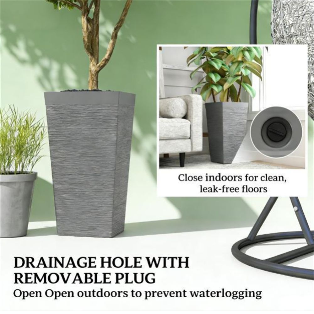 A set of 3 outdoor flower pots, conical flower pots, gray, very suitable for deep rooted plants or small trees New Era Fashion LLc