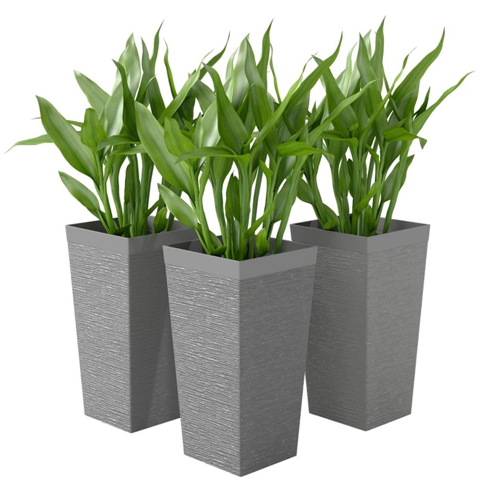 A set of 3 outdoor flower pots, conical flower pots, gray, very suitable for deep rooted plants or small trees New Era Fashion LLc