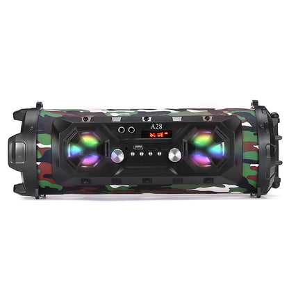 Bluetooth Speaker A28 Portable Wireless Stereo Bass Subwoofer Karaoke Party Speakers with RGB LED Light Support FM Radio TF Card New Era Fashion LLc