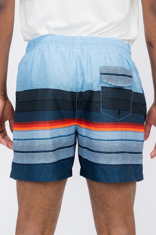 Stylish Blue Striped Swim Shorts for Men - Comfortable Quick-Dry Beachwear New Era Fashion LLc