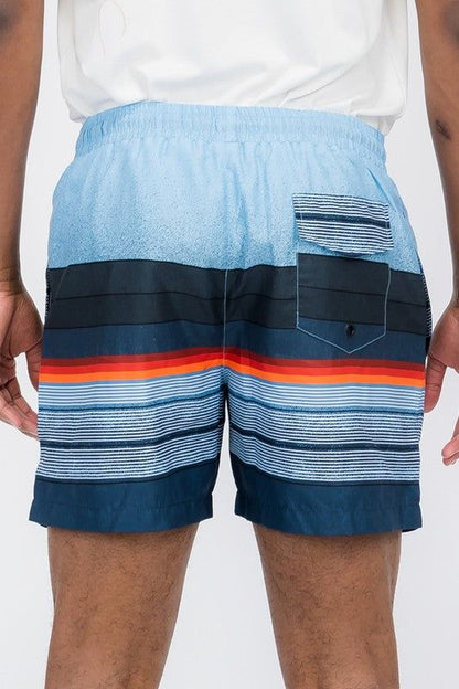 Stylish Blue Striped Swim Shorts for Men - Comfortable Quick-Dry Beachwear New Era Fashion LLc