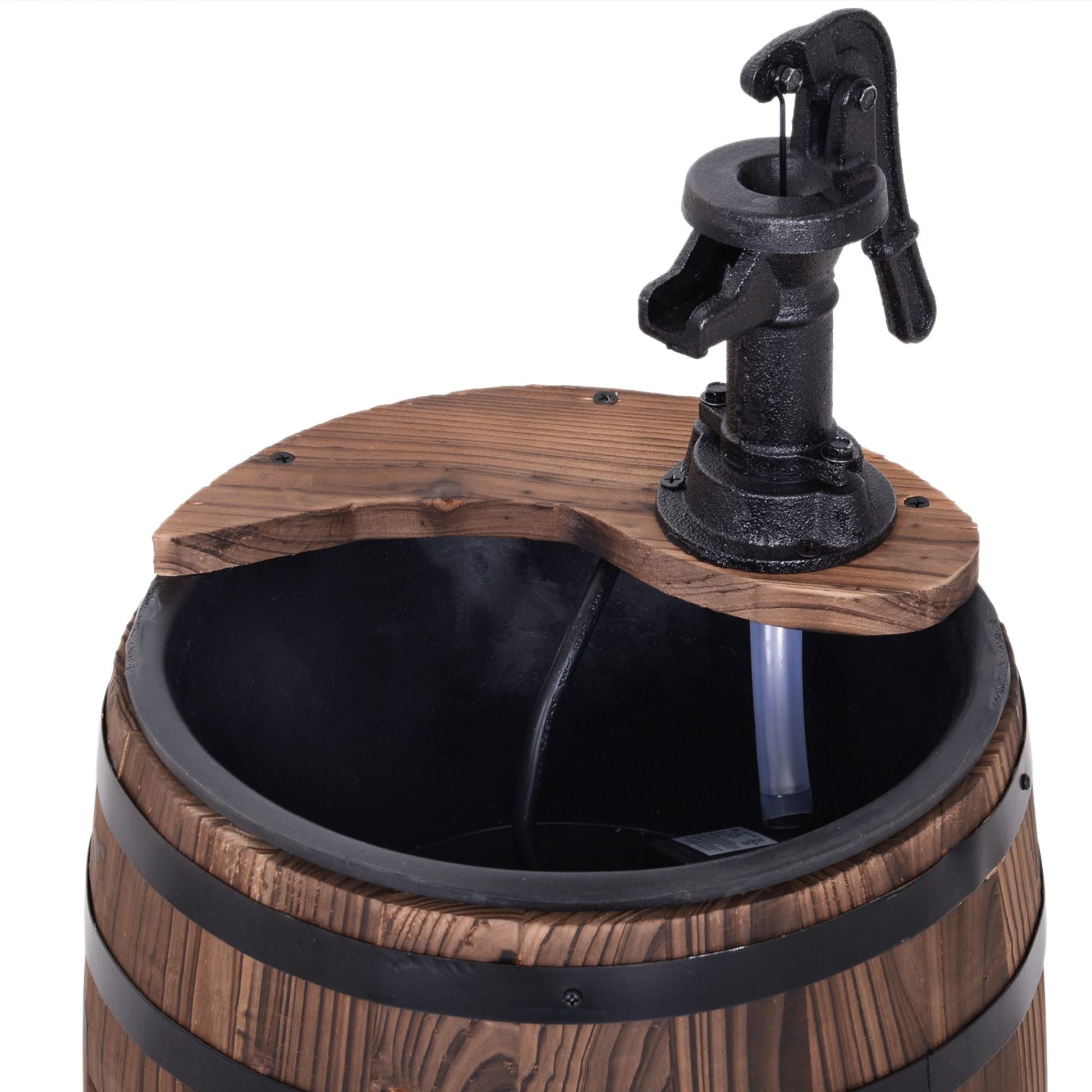 2-Tier Wooden Water Pump Fountain with Flower Box Base Durable Design for Garden Decor New Era Fashion LLc
