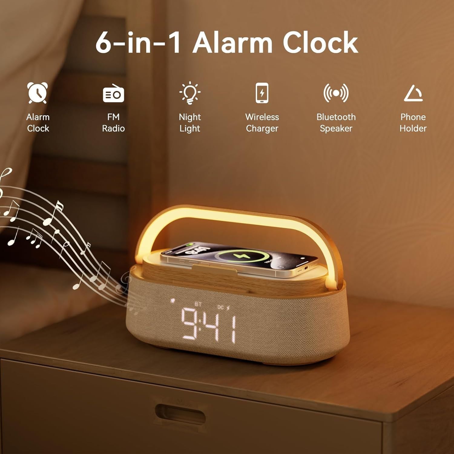 Bluetooth Speaker with Wireless Charge FM Radio 2500mAh Battery, LED Night Light Suitable for Home,Bedroom,Office,Gifts New Era Fashion LLc