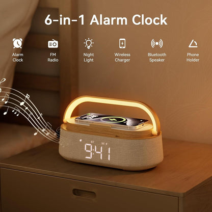 Bluetooth Speaker with Wireless Charge FM Radio 2500mAh Battery, LED Night Light Suitable for Home,Bedroom,Office,Gifts New Era Fashion LLc
