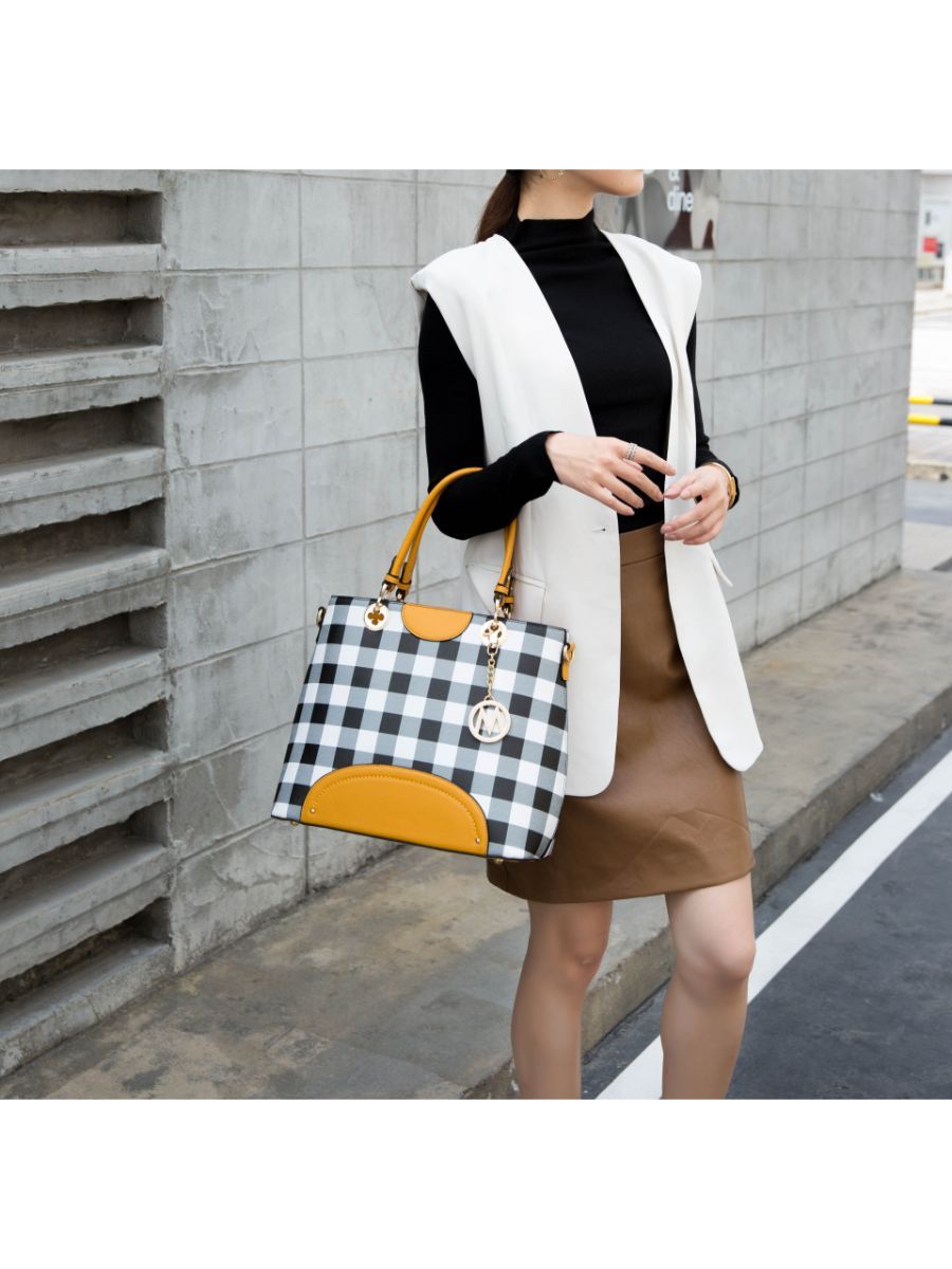 MKF Collection Gabriella Checkers Handbag with Wallet by Mia k New Era Fashion LLc