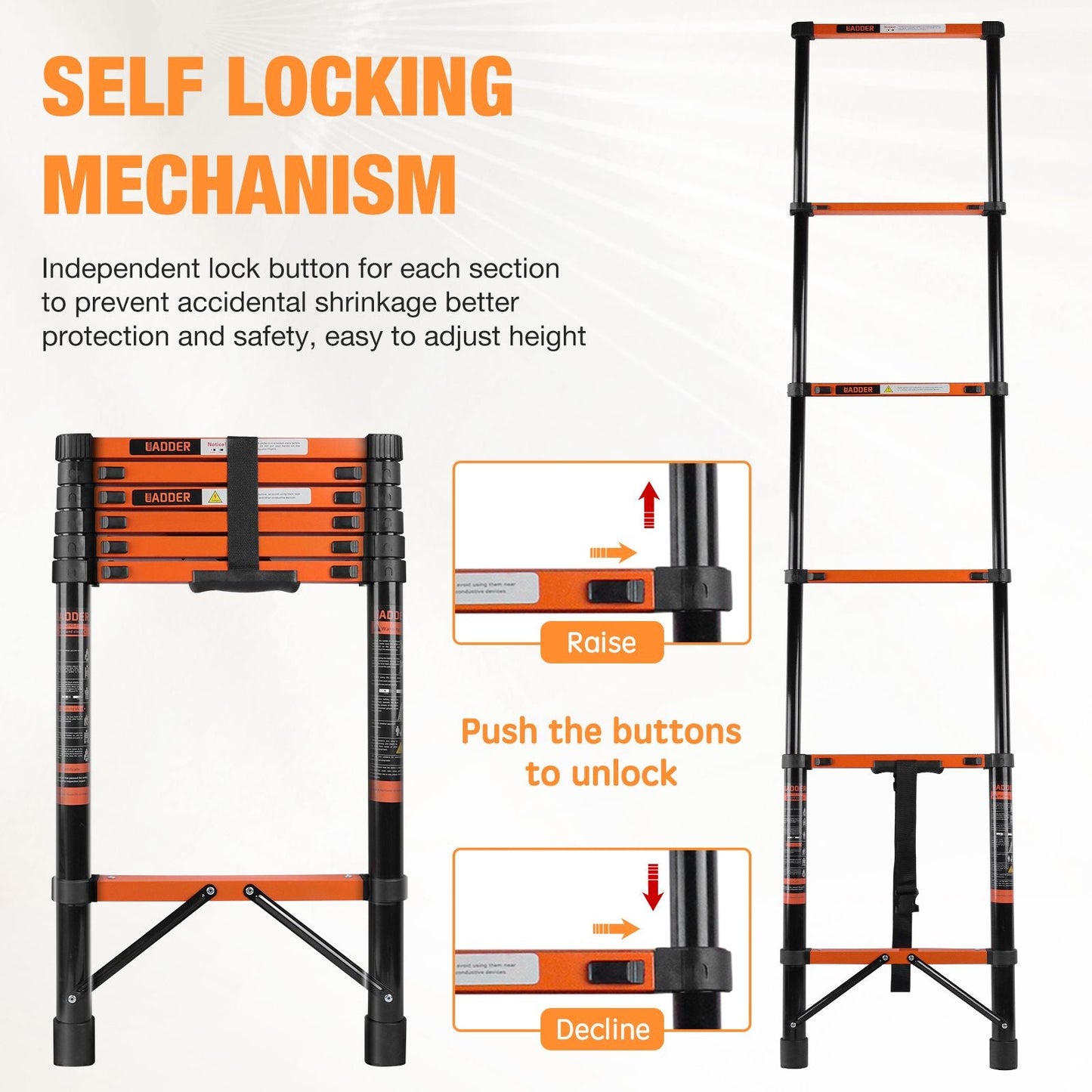 Telescopic Roof Ladder, Heavy-Duty Stainless Steel with Anti-Slip Feet, 330 LBS Load Capacity, Suitable for RV, Roof & Multi-Scene Use New Era Fashion LLc