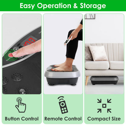 Vibration Exercise Machine With Resistant Bands Remote Control Whole Body Vibration Platform Workout Equipment Home Fitness Training Equipment For Weight Loss Fat Burner New Era Fashion LLc