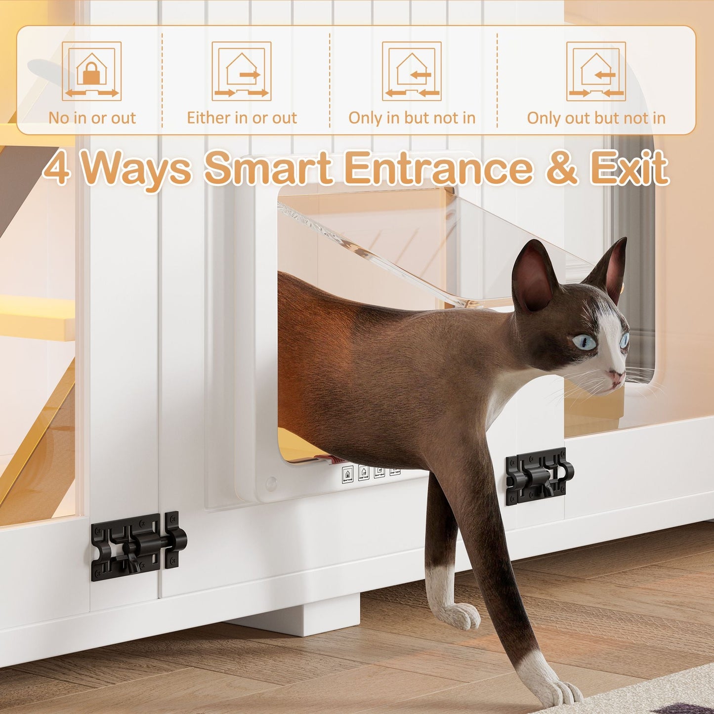 47.25" Large Cat Litter Box Enclosure with LED Light, Hidden Litter Box Furniture, Cat House with Stairs and Cat Scratching Post, Cat Cabinet Side Table with Smart Doors for Living Room New Era Fashion LLc