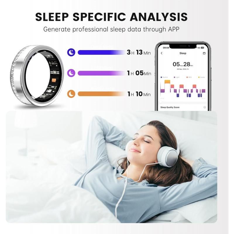 New Smart Ring Elegant Smart Jewelry for Women, Luxury Diamond Fitness Ring with Visible Circuitry Design, All-Day Health Monitoring, IP68 Waterproof, iOS Android Compatible New Era Fashion LLc