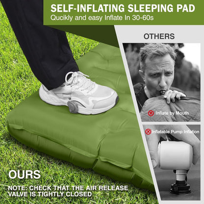Camping Sleeping Pad, Ultralight Camping Mat with Pillow Built-in Foot Pump, 4" Thick Inflatable Sleeping Mat Compact for Backpacking, Hiking, Car Traveling, Camp Tent New Era Fashion LLc