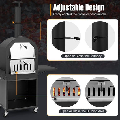 Outdoor Pizza Oven with Protective Cover and Grill Racks and Built-in Thermometer New Era Fashion LLc