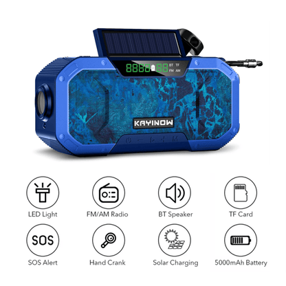 Solar Radio Hand Crank Emergency Flashlight Reading Light AM FM NOAA Phone Charger SOS Alarming Outdoor Survival Power Bank New Era Fashion LLc