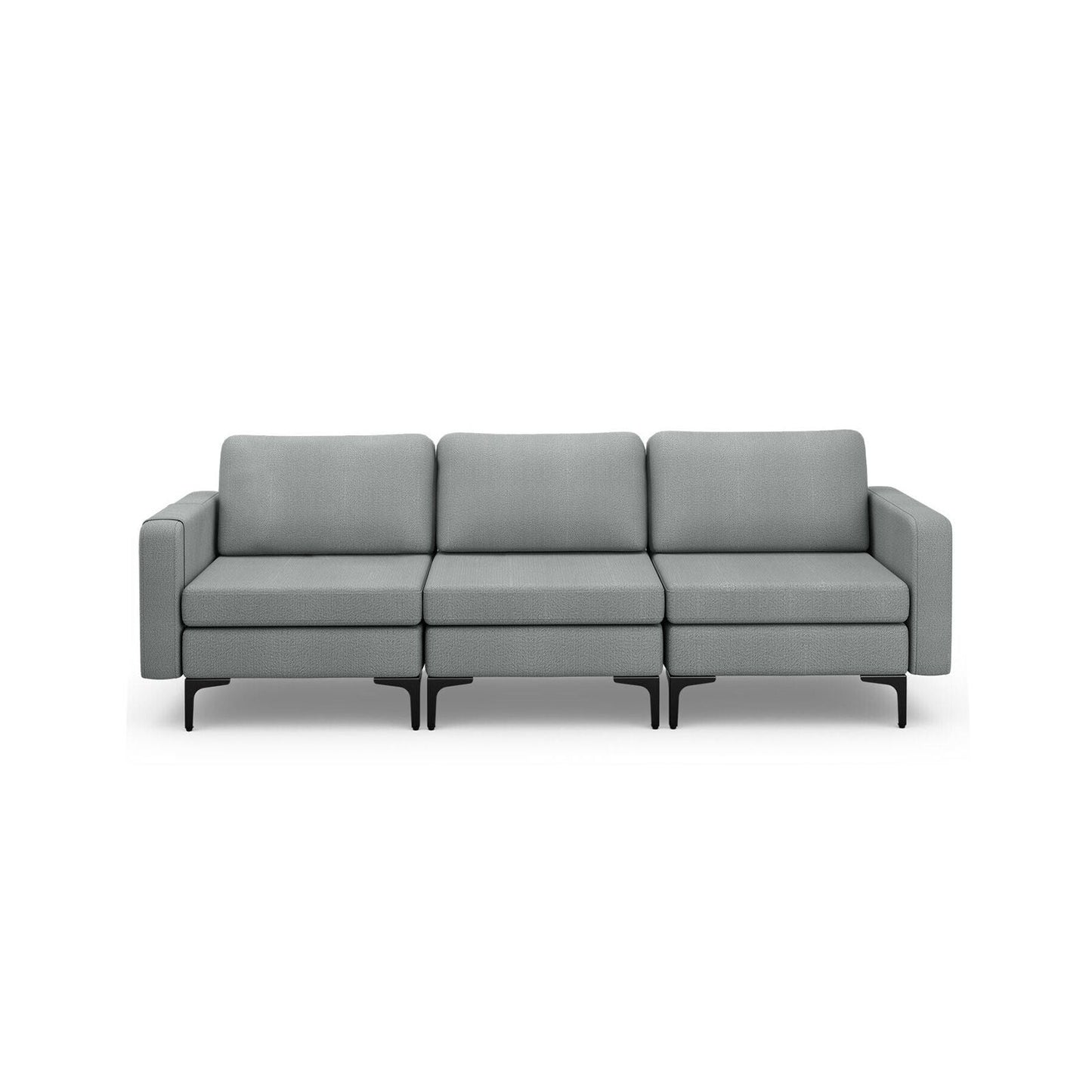 Convertible Sofa Couch with Magazine Pockets 3-Seat with 2 USB Port New Era Fashion LLc