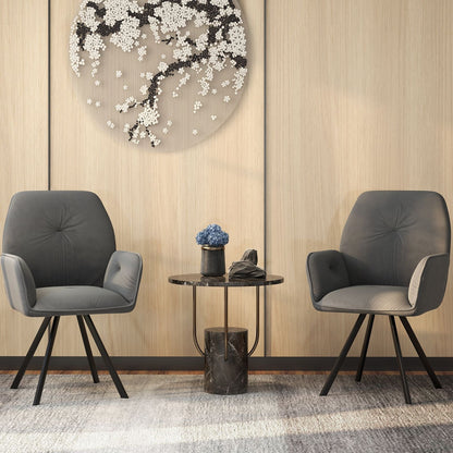 Set of 2 Swivel Accent Arm Chairs with Metal Legs and Wide Back New Era Fashion LLc