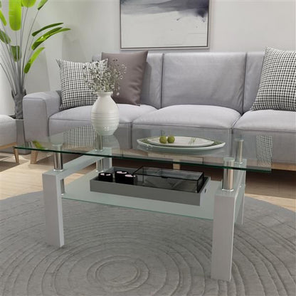 White Coffee Table, Clear Coffee Table, Modern Side Center Tables for Living Room, Living Room Furniture New Era Fashion LLc