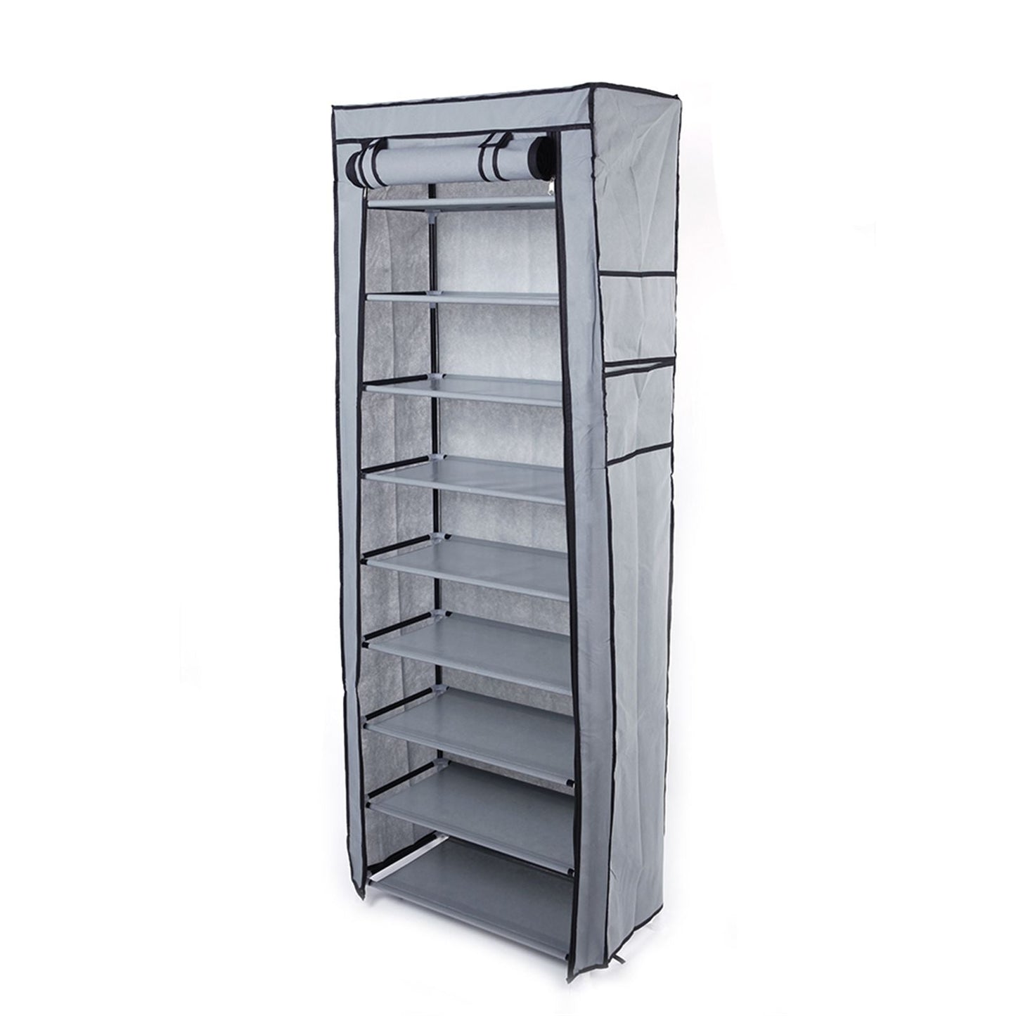 Room-saving 10-Layers 9 Lattices Non-woven Fabric Shoe Rack Black New Era Fashion LLc