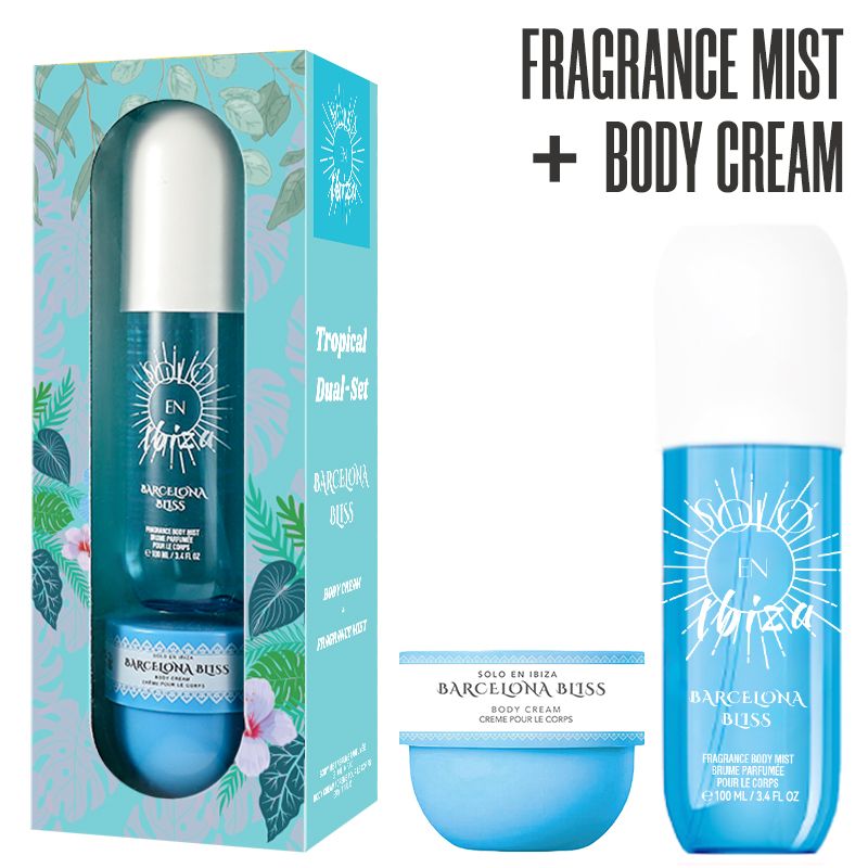 2-Piece Set, SOLO EN IBIZA Body & Hair Fragrance Mist And Body Cream Gift Box For Men And Women, Long Lasting Fragrance, 4 Different Scent, Perfect For Holiday Gifts, Dating, Daily Life, Parties New Era Fashion LLc