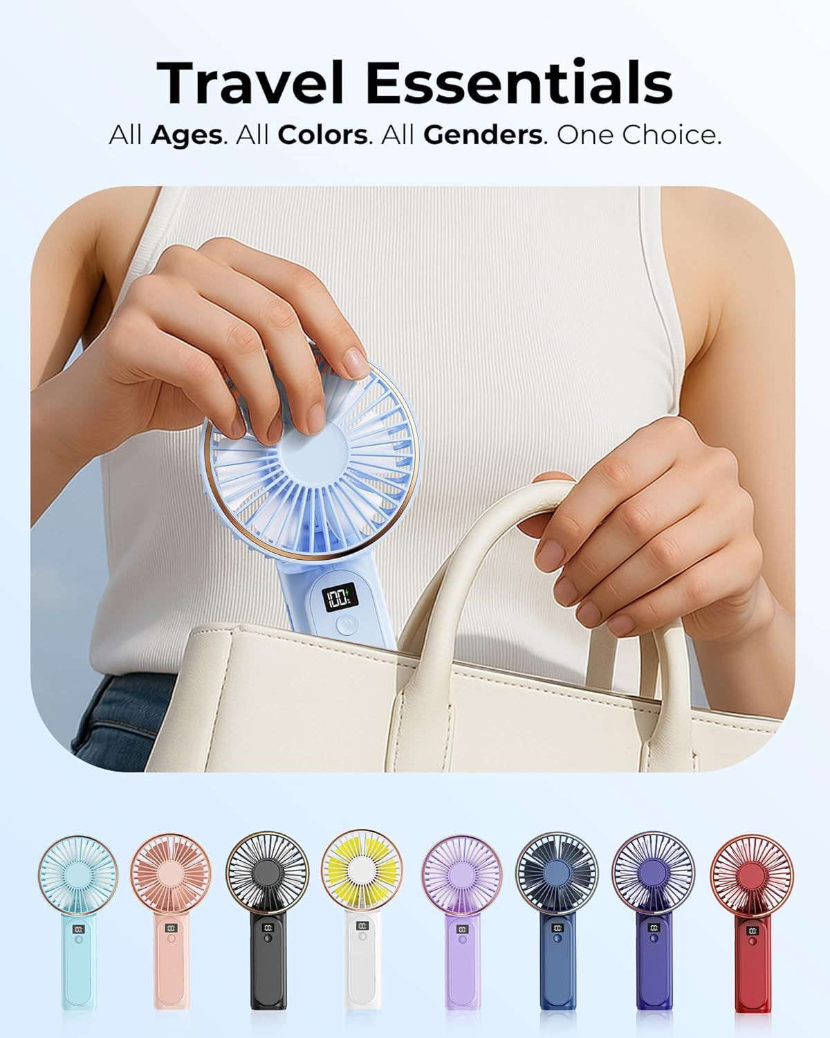 Portable Handheld Fan, Portable Fan Rechargeable, 4000mAh, 180° Adjustable, 6 Speed Wind, Display Electricity in Real Time, USB Rechargeable Foldable F an, Quiet Personal Fan as Power Bank New Era Fashion LLc