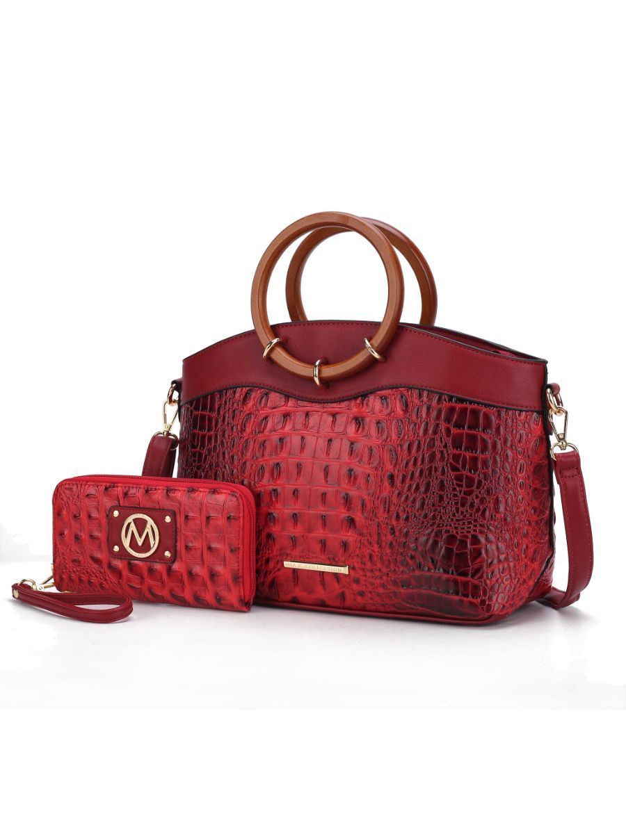 MKF Collection Phoebe Faux Crocodile Embossed Vegan Leather Women Tote with Wristlet Wallet Bag by Mia k New Era Fashion LLc