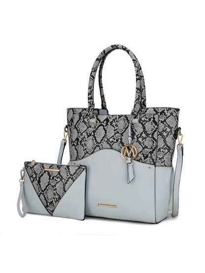 MKF Collection Iris Snake Embossed Vegan Leather Women Tote Bag with matching Wristlet Pouch by Mia k New Era Fashion LLc