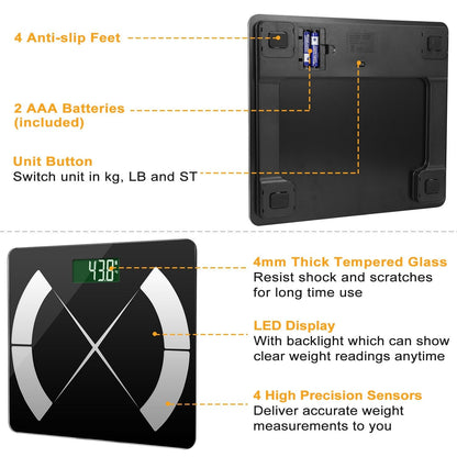 Smart Body Composition Scale Fat Monitor Digital APP Scale BMI Health Analyzer New Era Fashion LLc