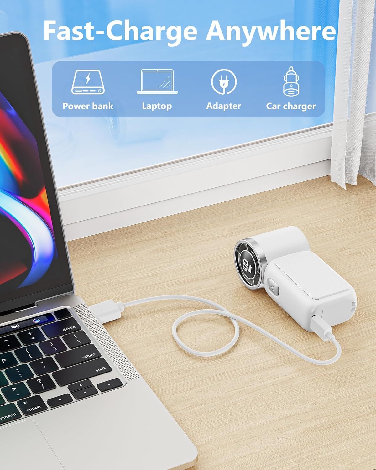 Portable Handheld Mini Fan, 6 Gear Wind, Hand Small Travel Personal Held Fans, Rechargeable Turbo Fan, Gifts for Women Men, for Camping Vacation Outdoor New Era Fashion LLc