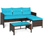 3 Pieces Outdoor Patio Corner Rattan Sofa Set New Era Fashion LLc