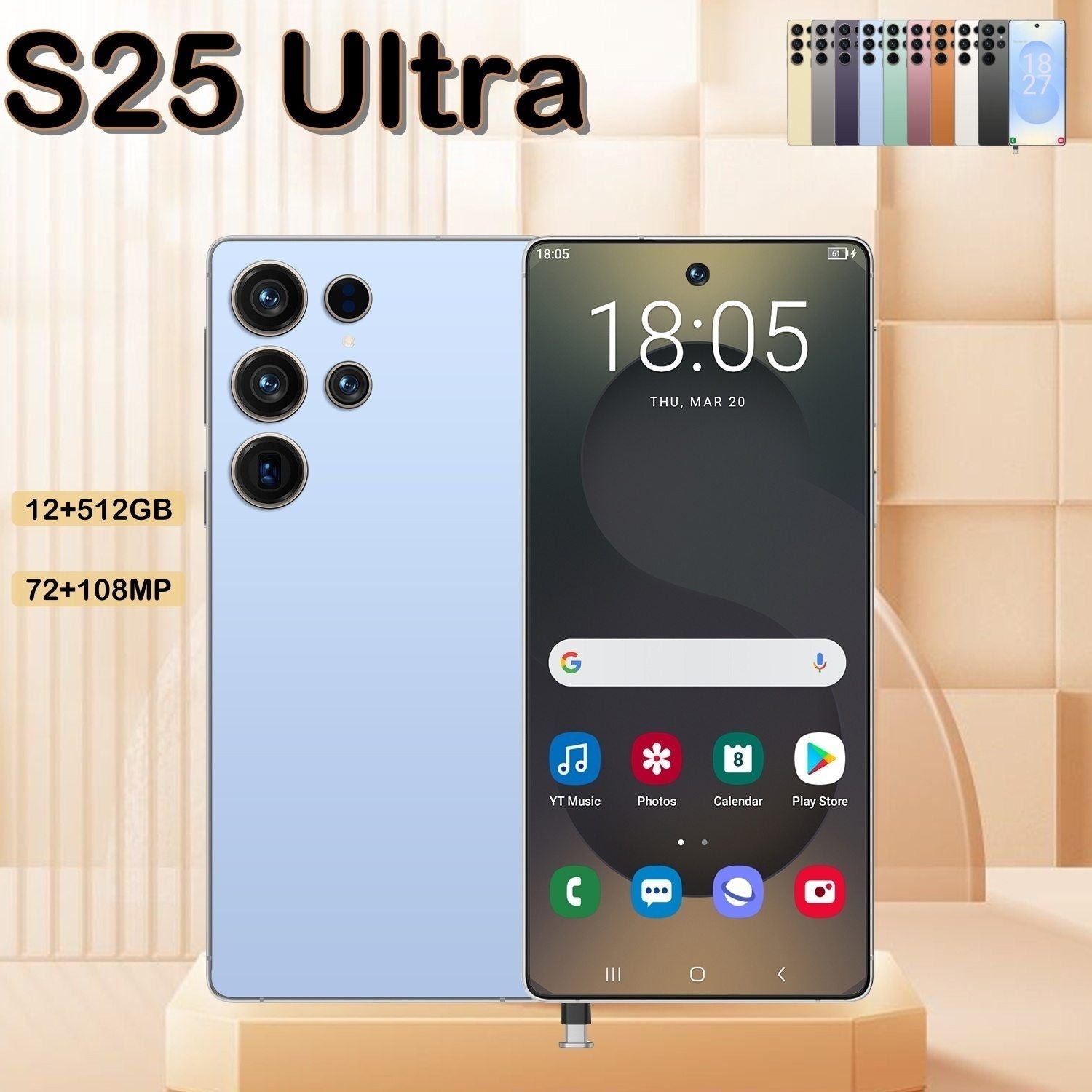 I25 Ultra 5G Smartphone, Unlocked Cell Phone, 6.8" HD Screen Unlocked Phones,  , 6000mAh Battery, Built in Pen, 12+512GB, Android 14, Face ID+Fingerprint Lock New Era Fashion LLc