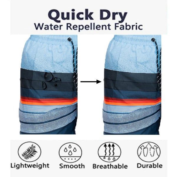 Stylish Blue Striped Swim Shorts for Men - Comfortable Quick-Dry Beachwear New Era Fashion LLc