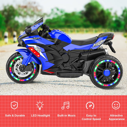 Kids Powered Ride-ons Toy, Kids Motorcycle for 3-6 Years, 12V Electric Ride on Motorcycle with Light Wheel & Bluetooth Music-Blue New Era Fashion LLc
