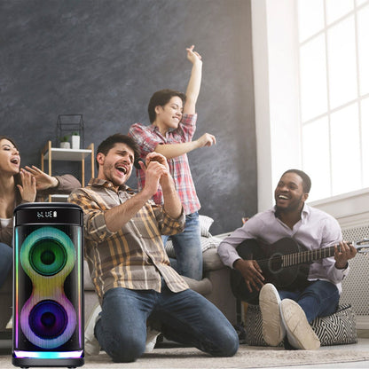 Portable Wireless Party Speaker with LED Light Wireless Mic Remote Control TWS Treble Bass Mic. Echo Music Accompany Mic. Priority Guitar In New Era Fashion LLc
