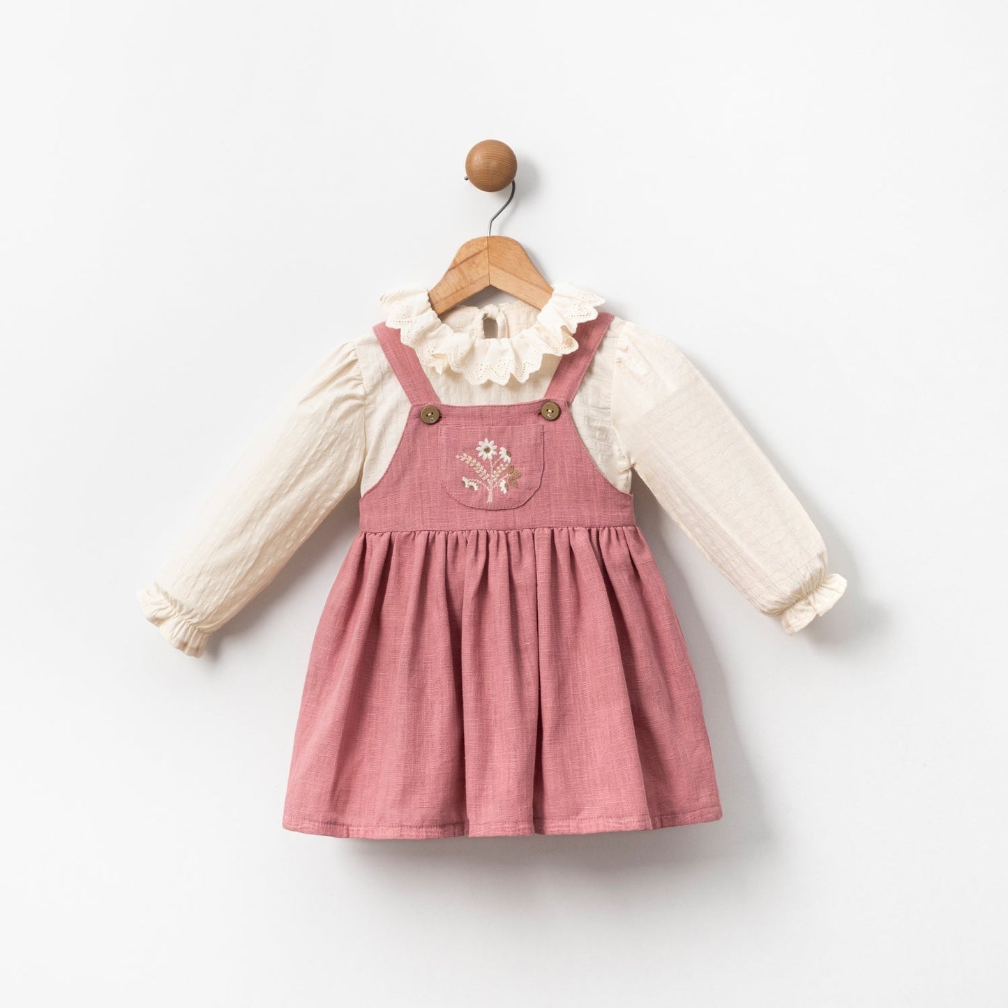 Dusty Rose Pinafore Dress & Blouse Honey and Hive