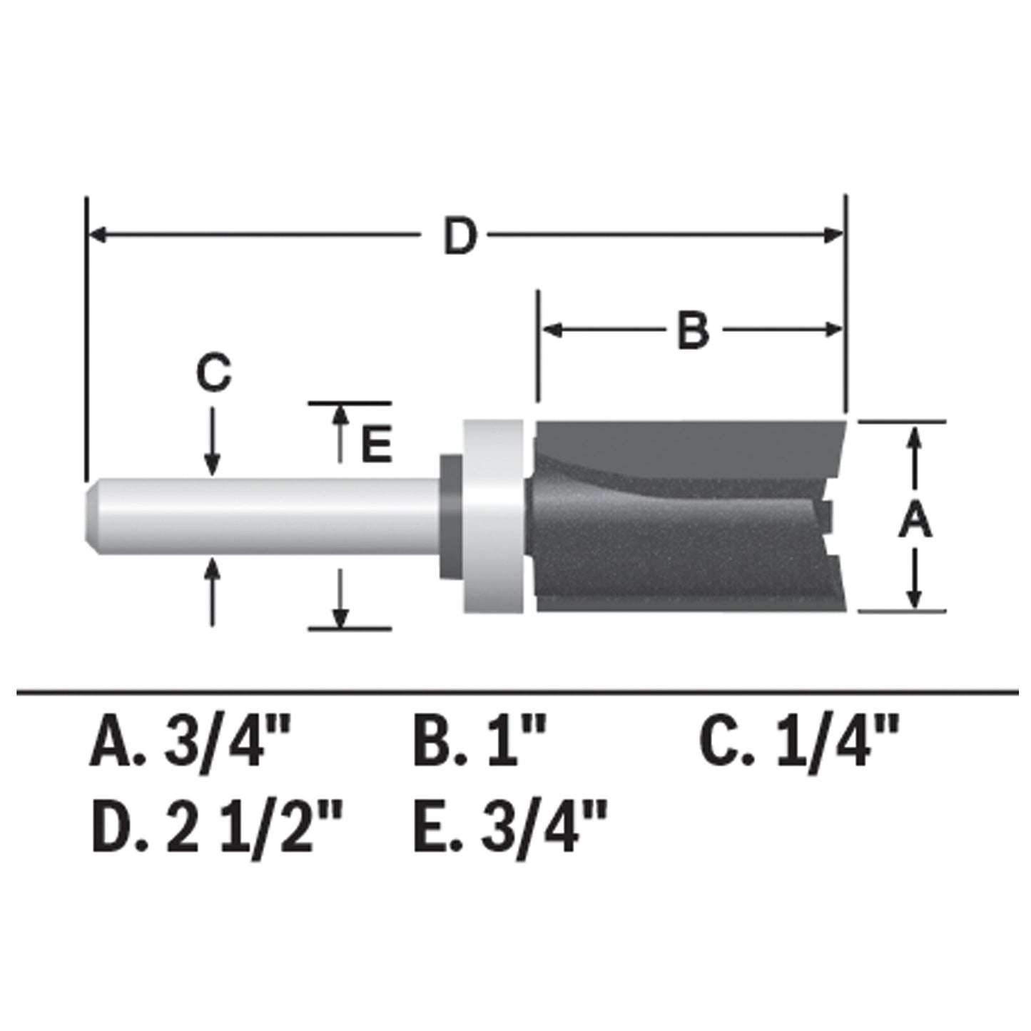 BOSCH 85682MC 3/4 In. x 1 In. Carbide-Tipped Double-Flute Top-Bearing Straight Trim Router Bit VM Hardware