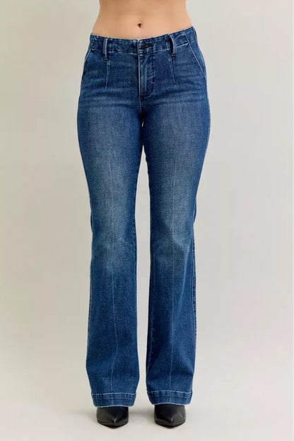 Judy Blue Full Size Mid Rise Bootcut Jeans with Welt Pockets Plus Size Garden Naked Curves
