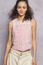 POL Ribbed Round Neck Cropped Tank with Lace Detail Montret